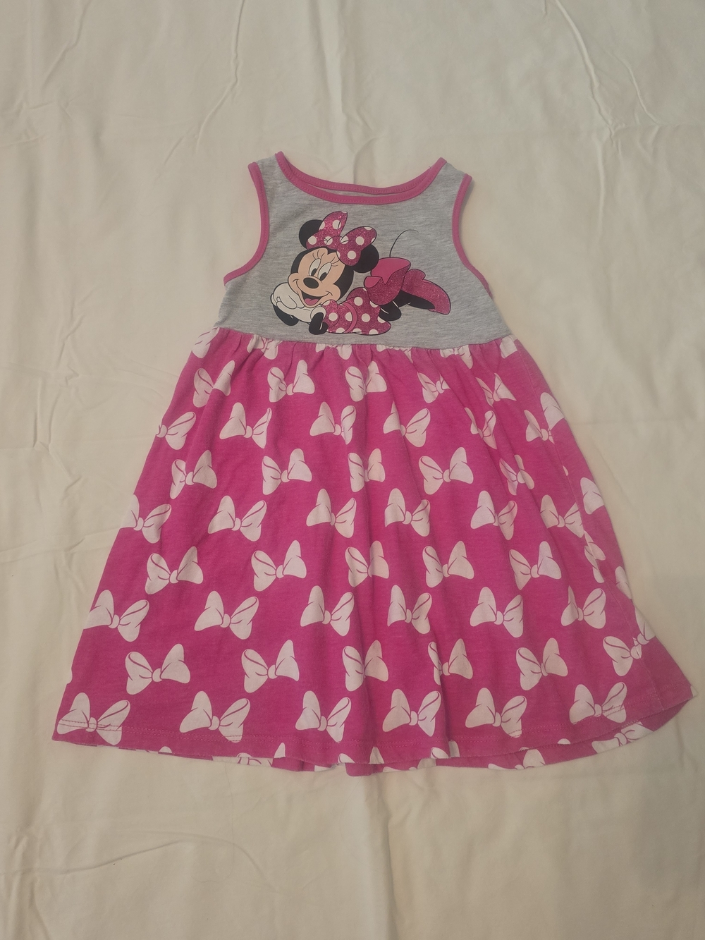Disney Pink and Gray Minnie Mouse Bow Tank Dress